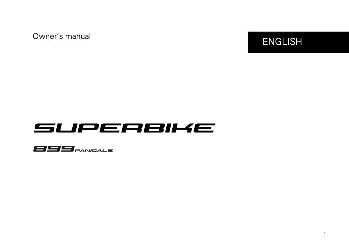 2014 Ducati 899 Paginale Owner's Manual | English