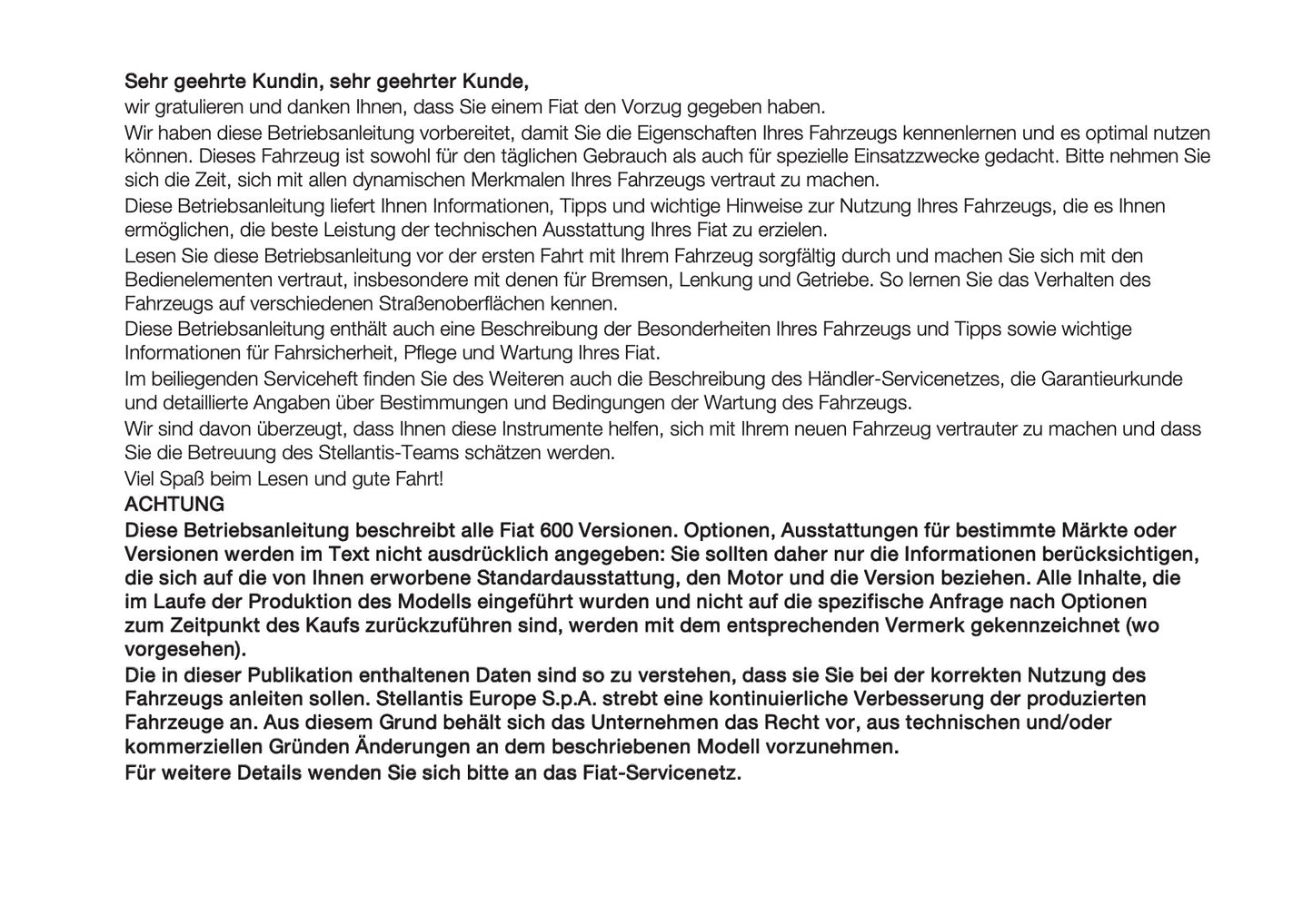 2026 Fiat 600 Owner's Manual | German