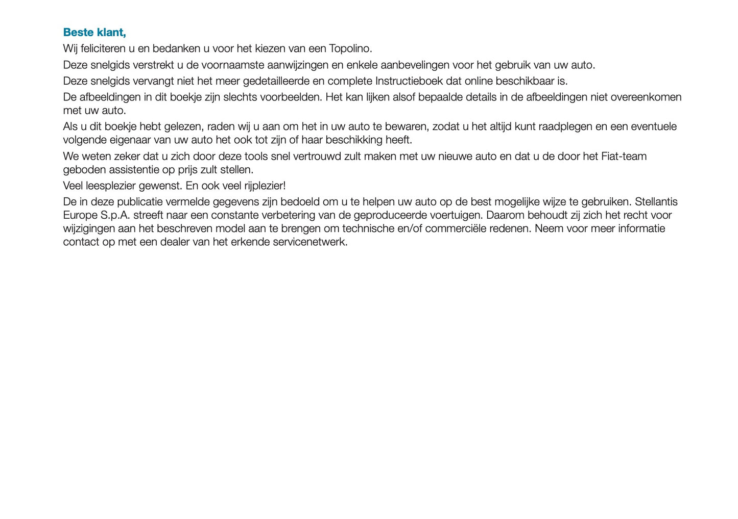 2023-2025 Fiat Topolino Owner's Manual | Dutch