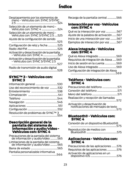 2023-2024 Ford Focus Bedienungsanleitung | Spanisch