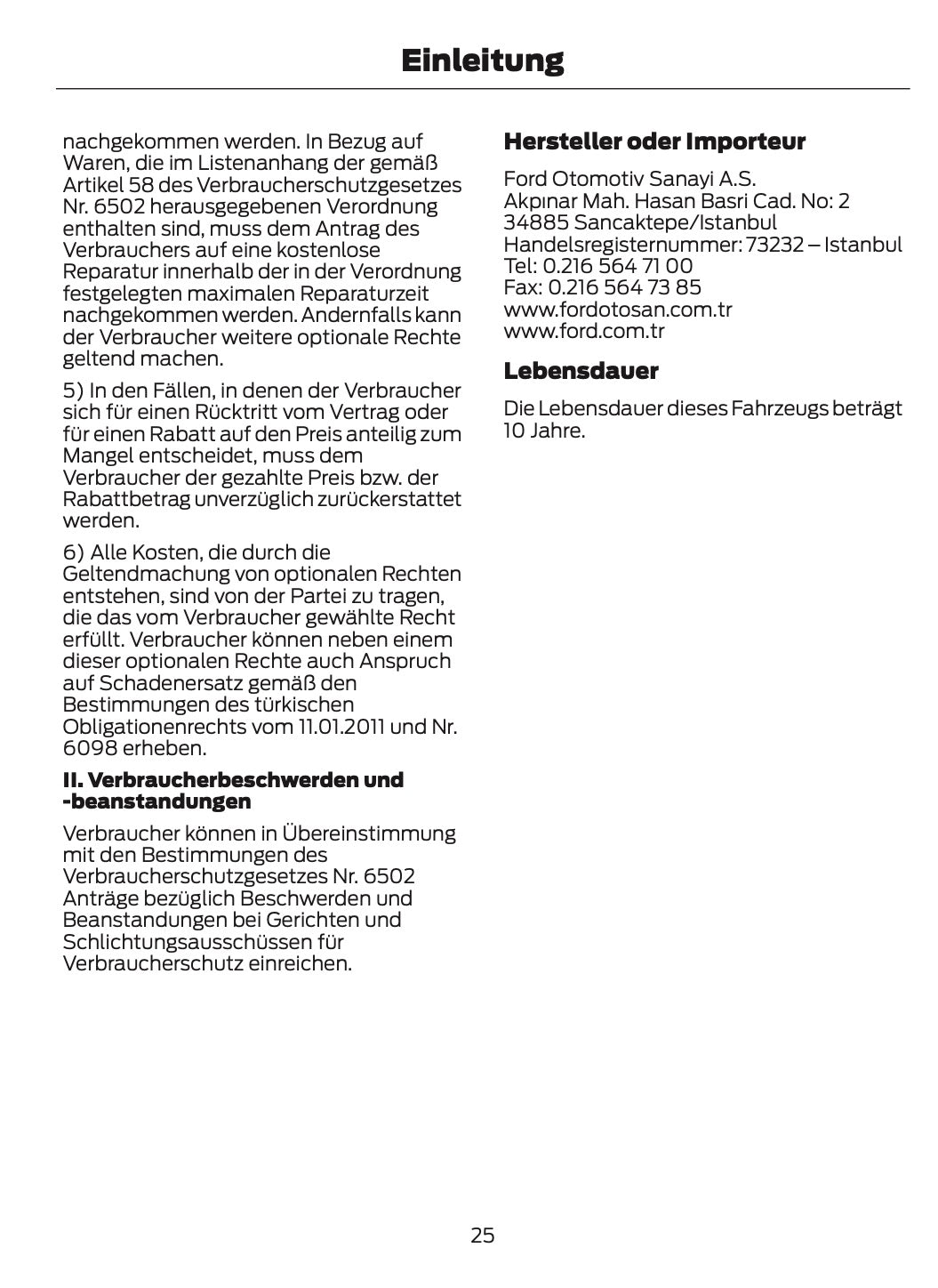 2026 Ford Tourneo Courier/Transit Courier Owner's Manual | German