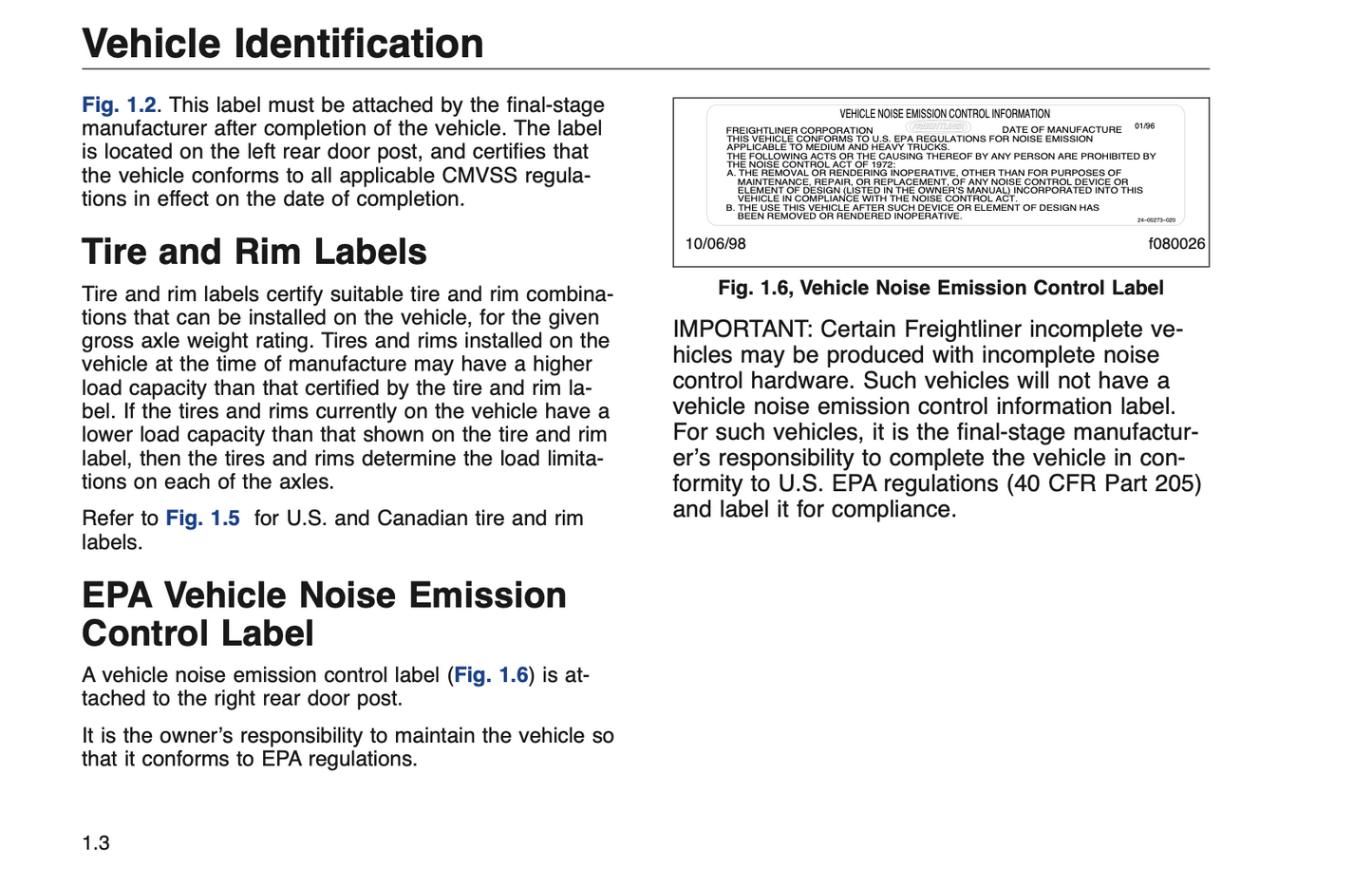 1998 Freightliner Business Class Trucks Owner's Manual | English