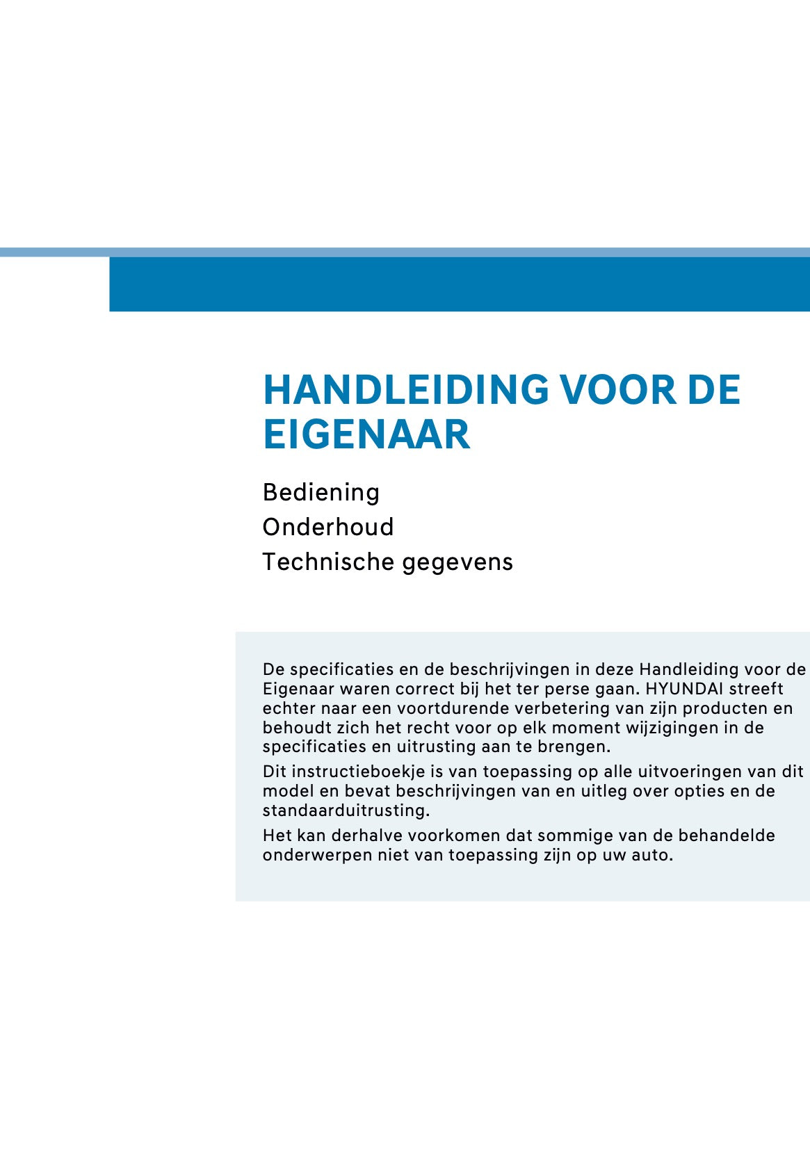 2026 Hyundai Kona Owner's Manual | Dutch