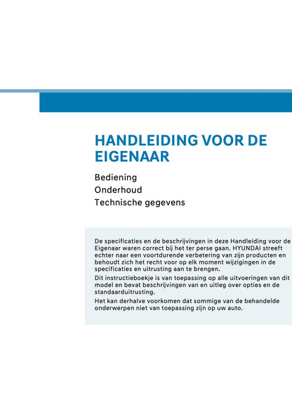 2026 Hyundai Kona Owner's Manual | Dutch