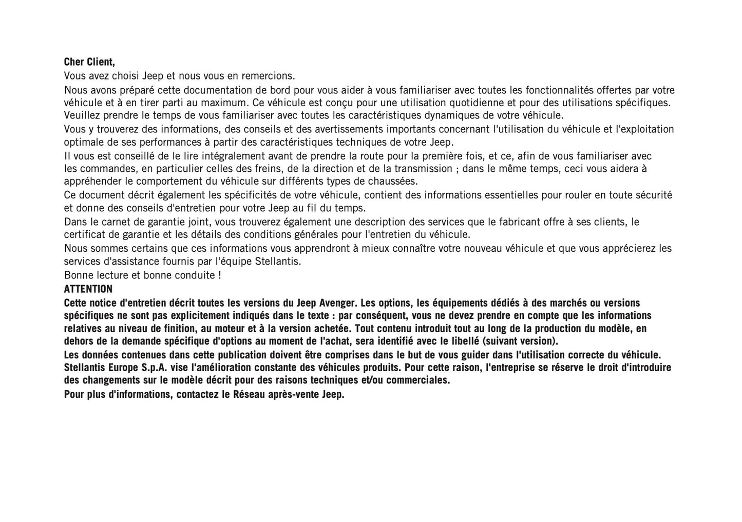 2025 Jeep Avenger Manuel du propriétaire | Français