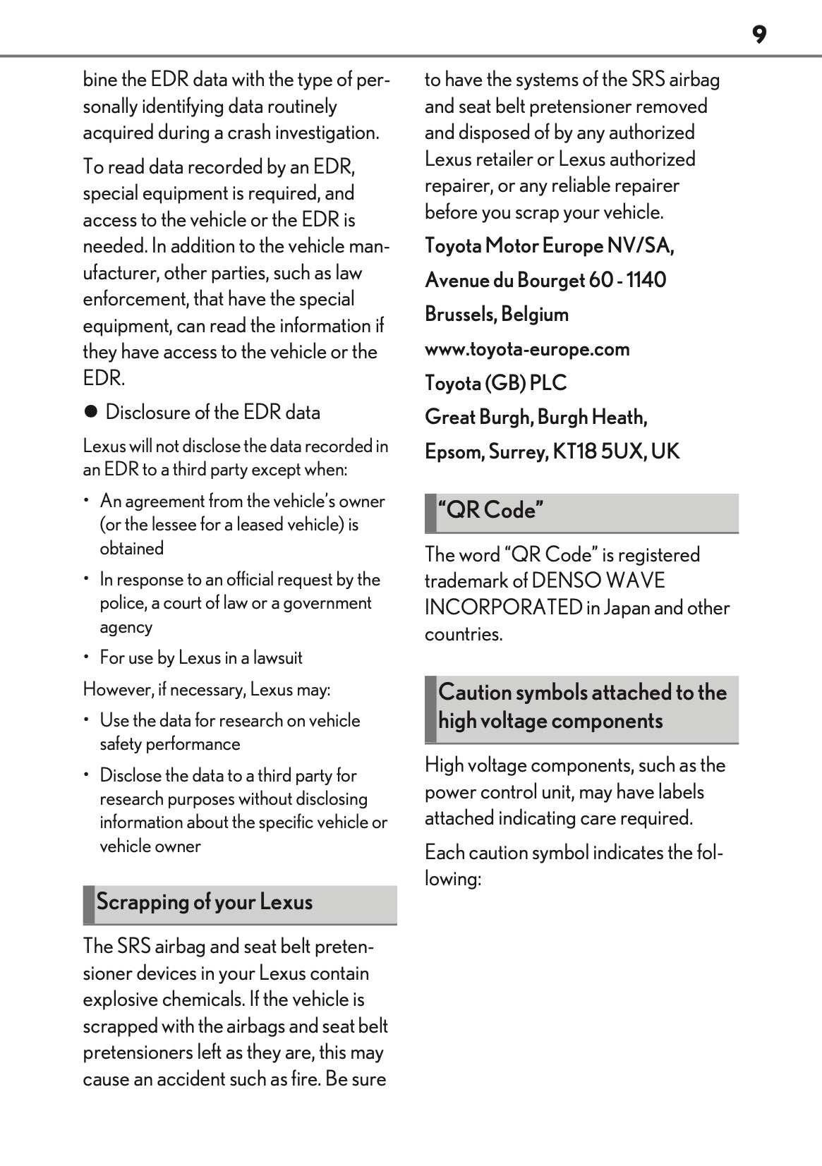 2025-2026 Lexus LBX Owner's Manual | English