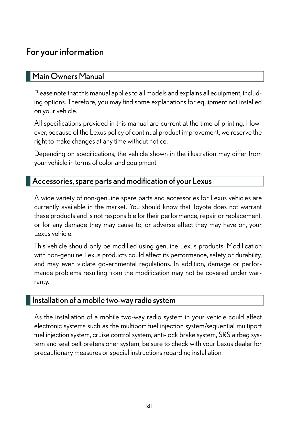 2007 Lexus SC430 Owner's Manual | English