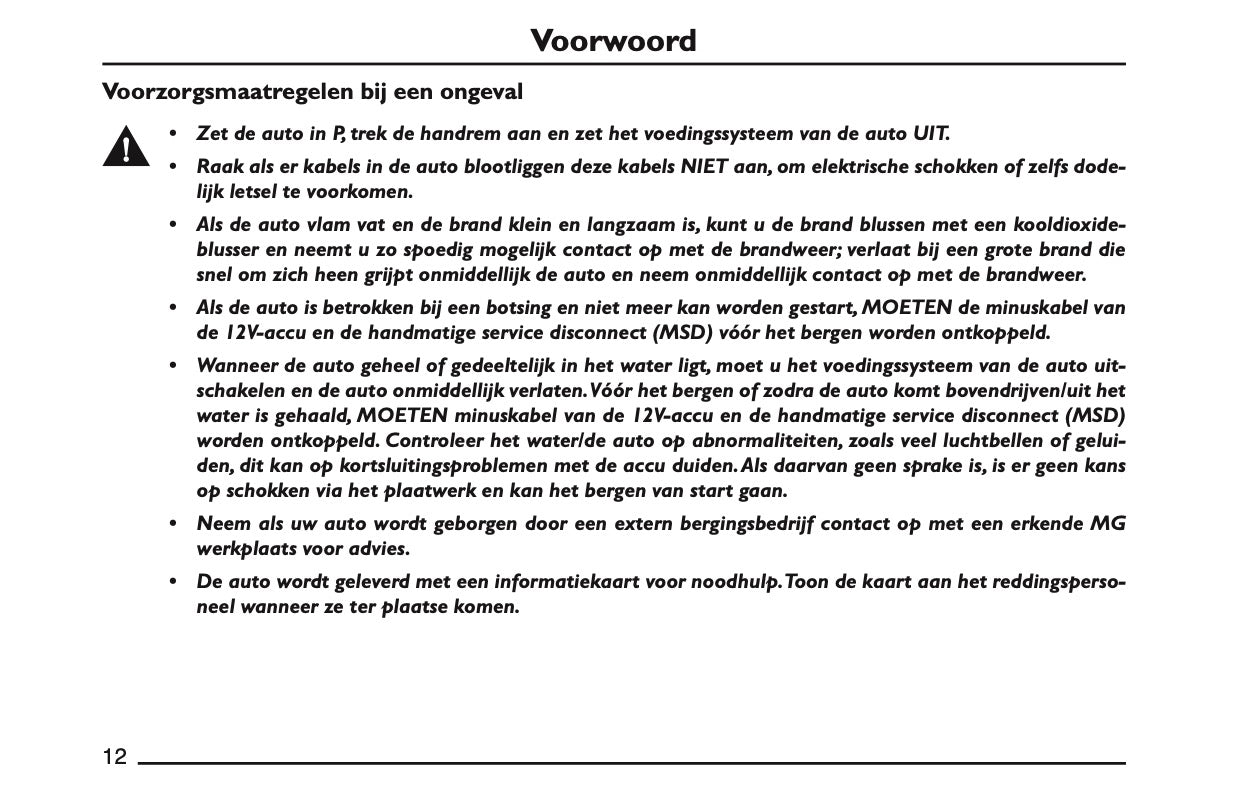 2022 MG Marvel R Owner's Manual | Dutch