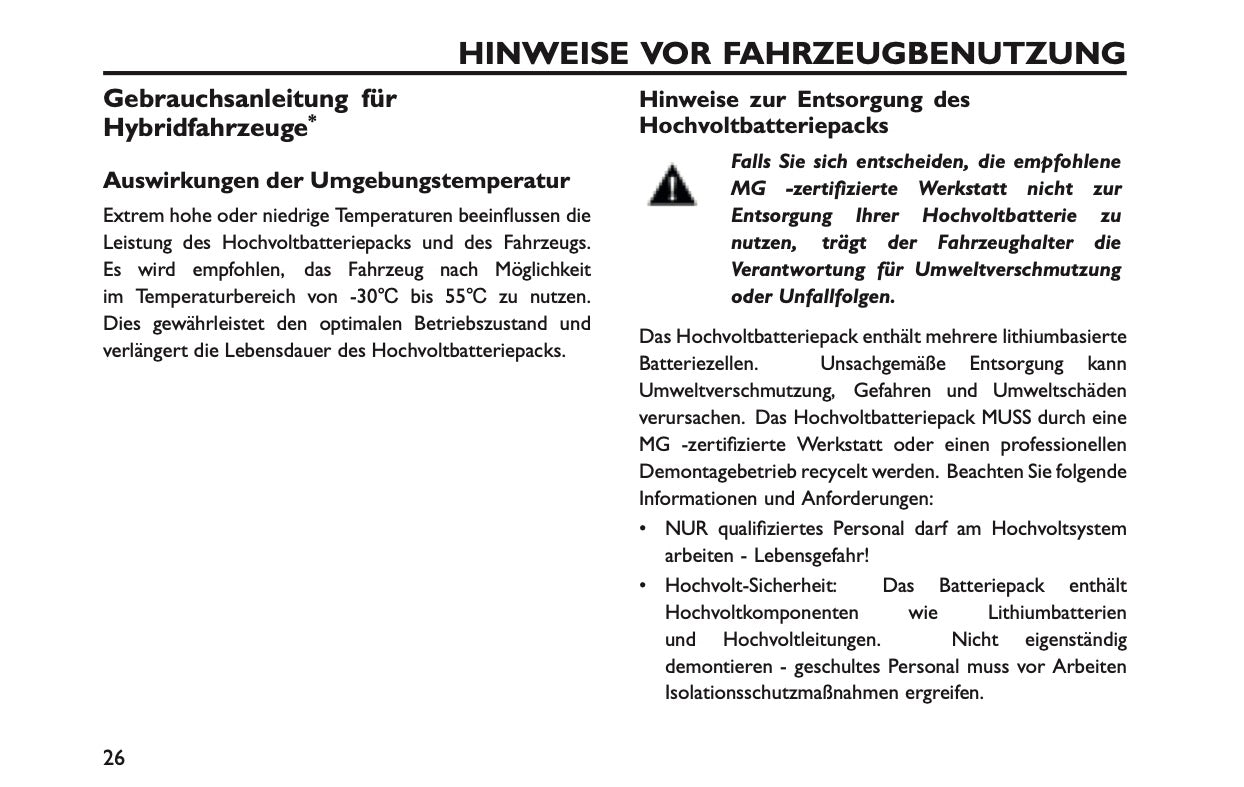 2025 MG MG3 Owner's Manual | German