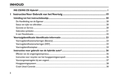 2024-2026 MG ZS/ ZS Hybrid+ Owner's Manual | Dutch