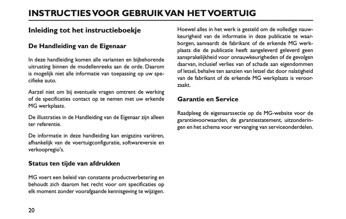 2024-2026 MG ZS/ ZS Hybrid+ Owner's Manual | Dutch