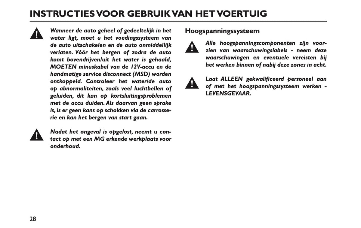 2024-2026 MG ZS/ ZS Hybrid+ Owner's Manual | Dutch