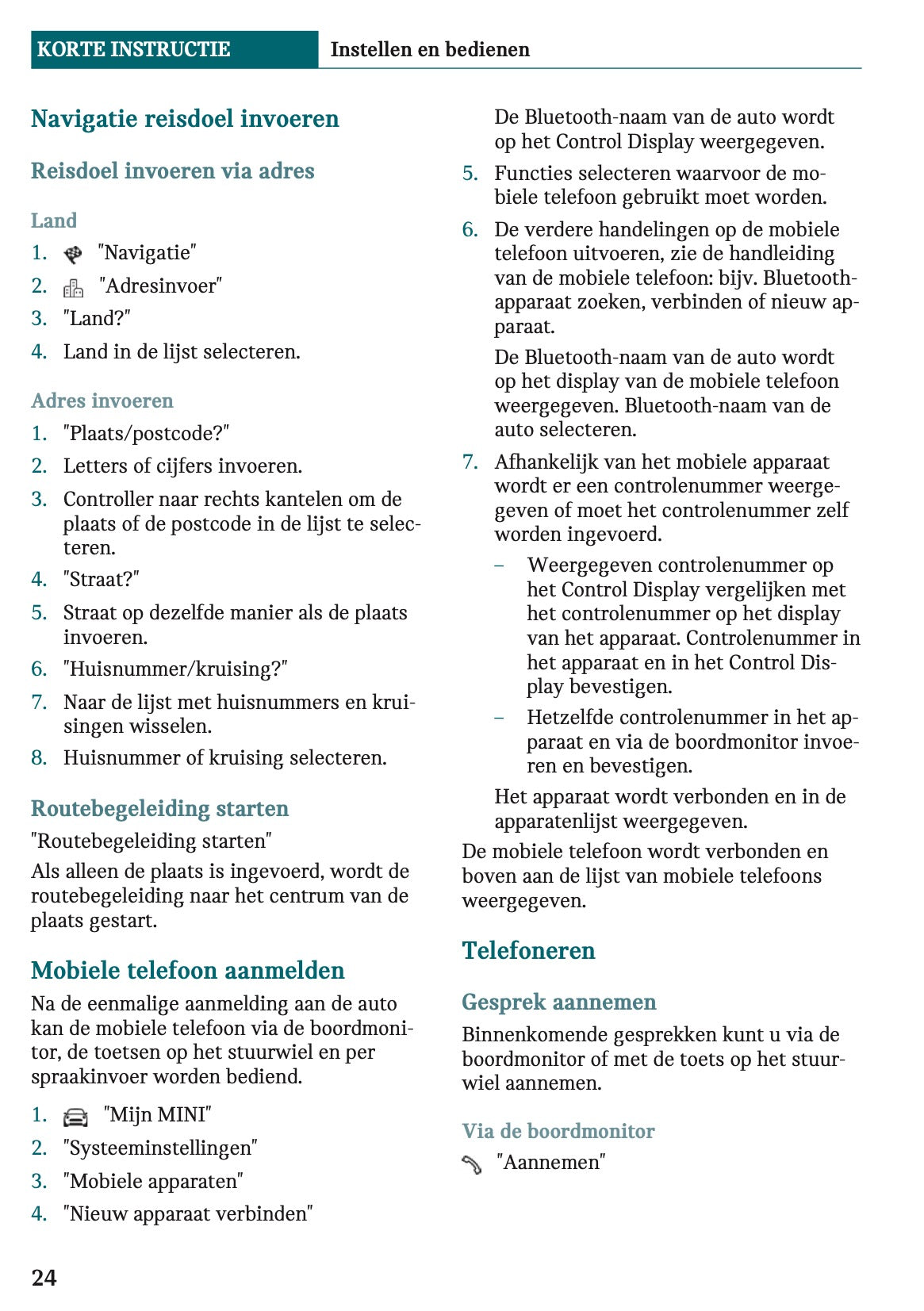 2021-2022 Mini Clubman Owner's Manual | Dutch