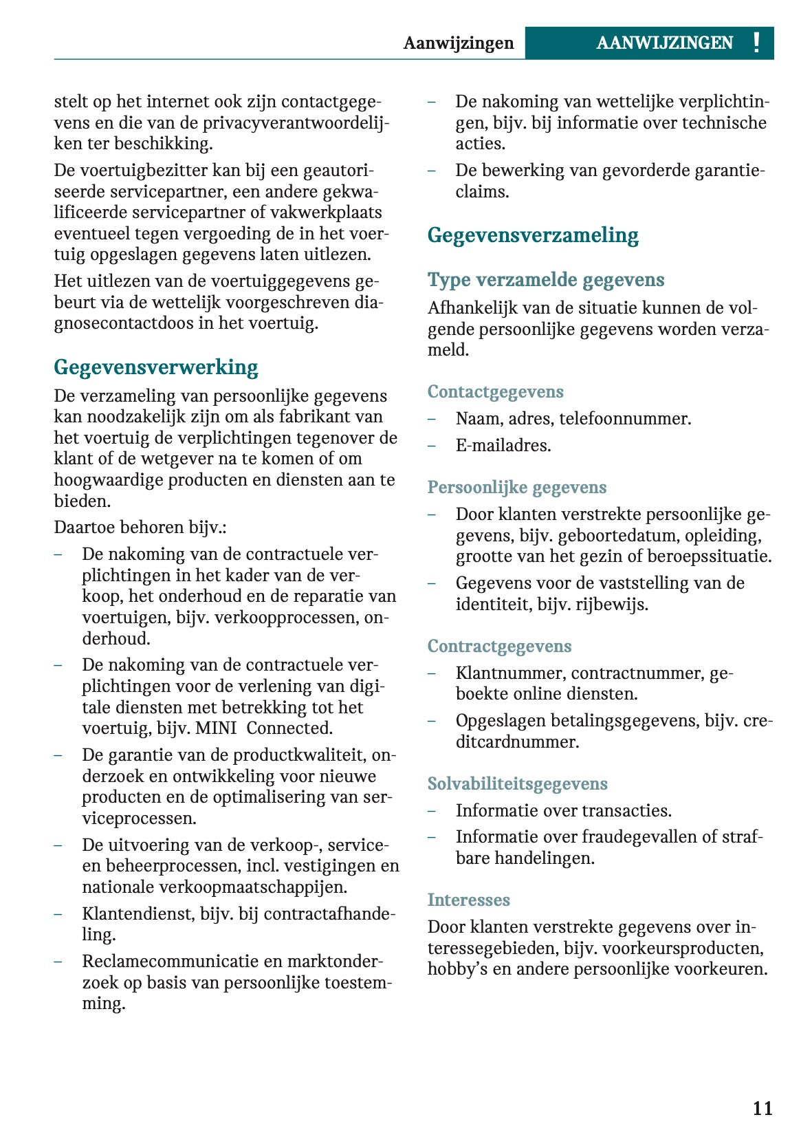 2023 Mini Cooper SE Owner's Manual | Dutch