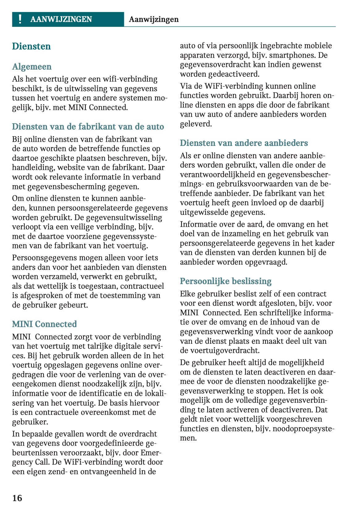 2023 Mini Cooper SE Owner's Manual | Dutch