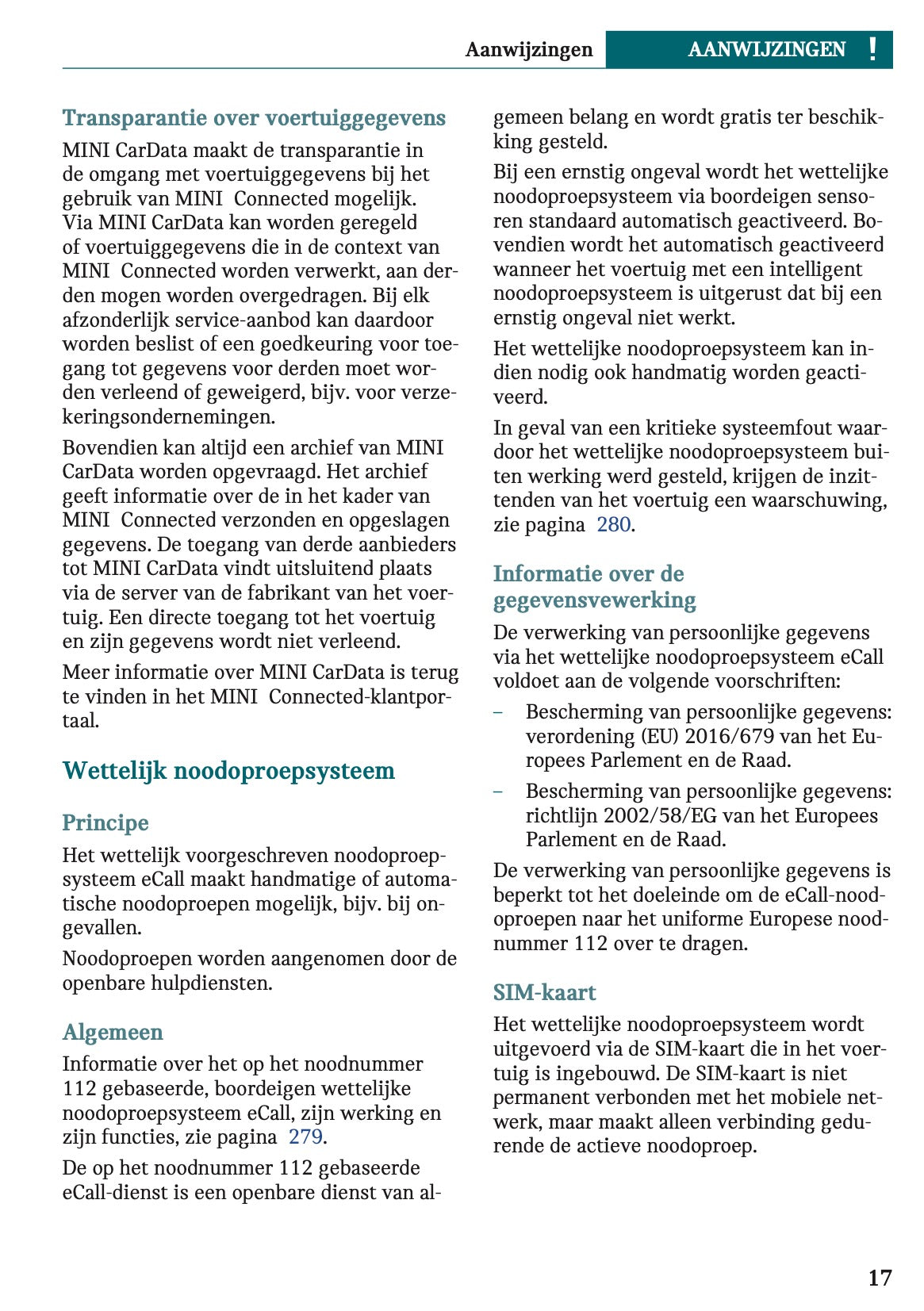 2023 Mini Cooper SE Owner's Manual | Dutch