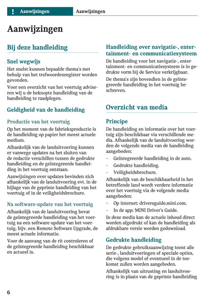 2025-2026 Mini Cooper Owner's Manual | Dutch