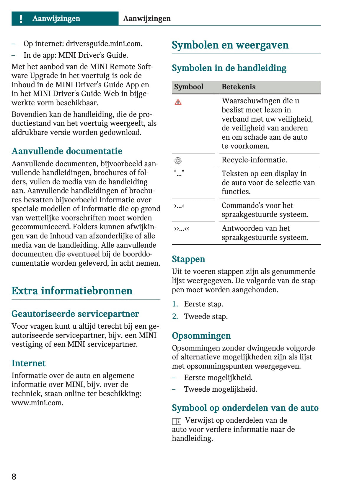 2025-2026 Mini Cooper Owner's Manual | Dutch