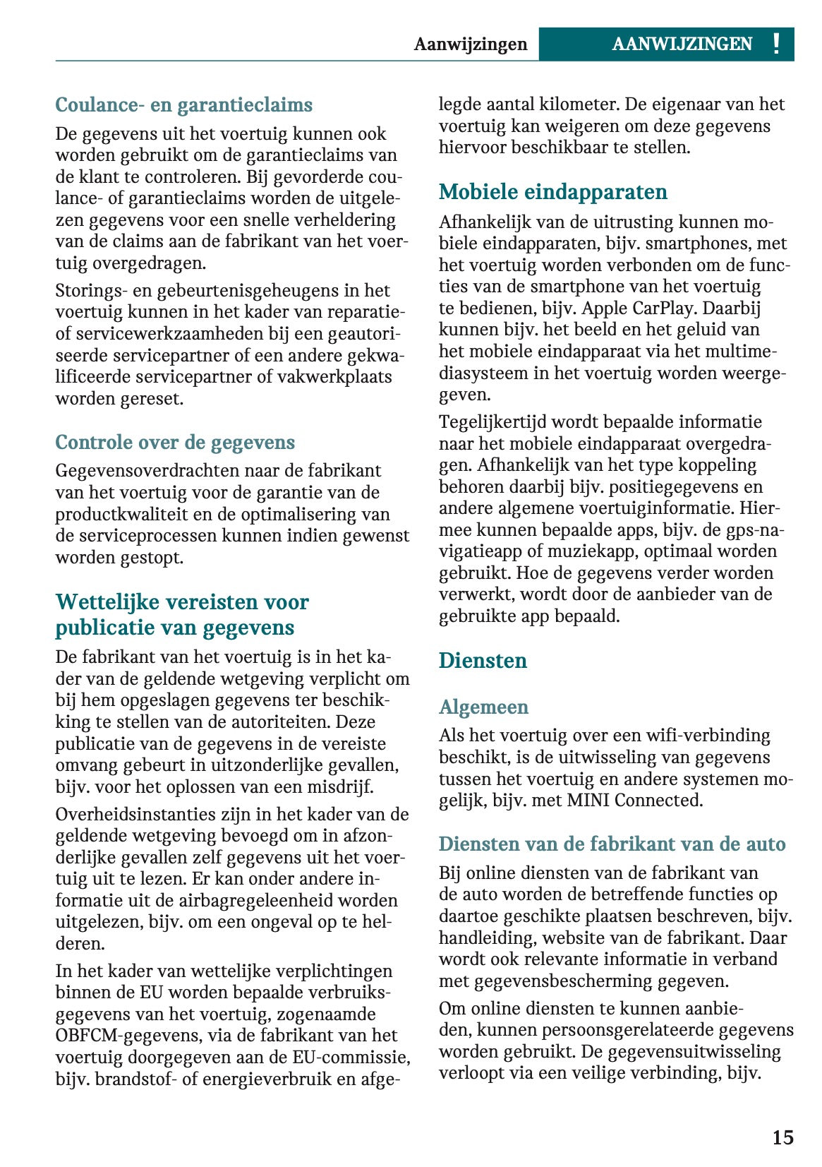 2023 Mini Mini Owner's Manual | Dutch