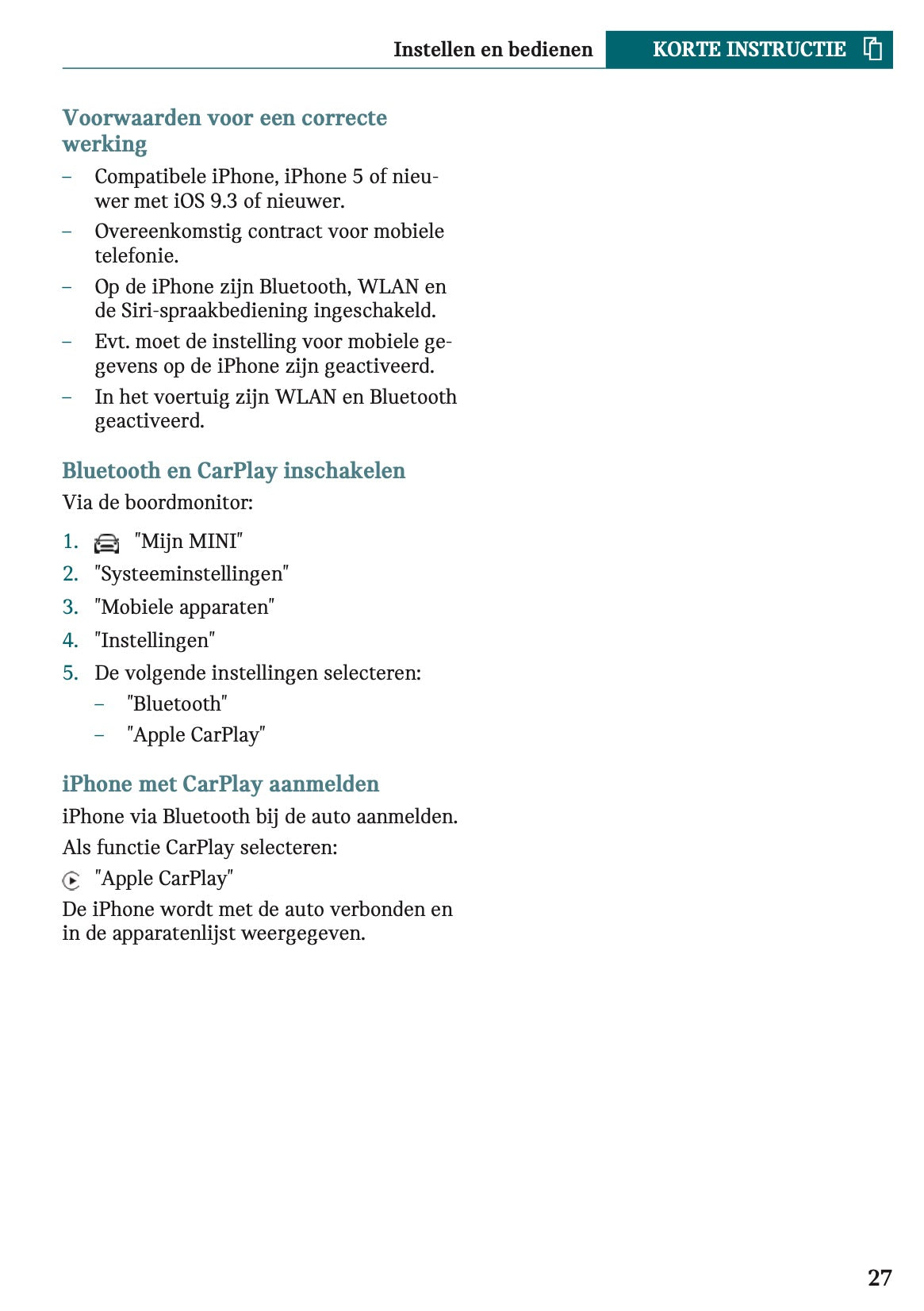 2023 Mini Mini Owner's Manual | Dutch