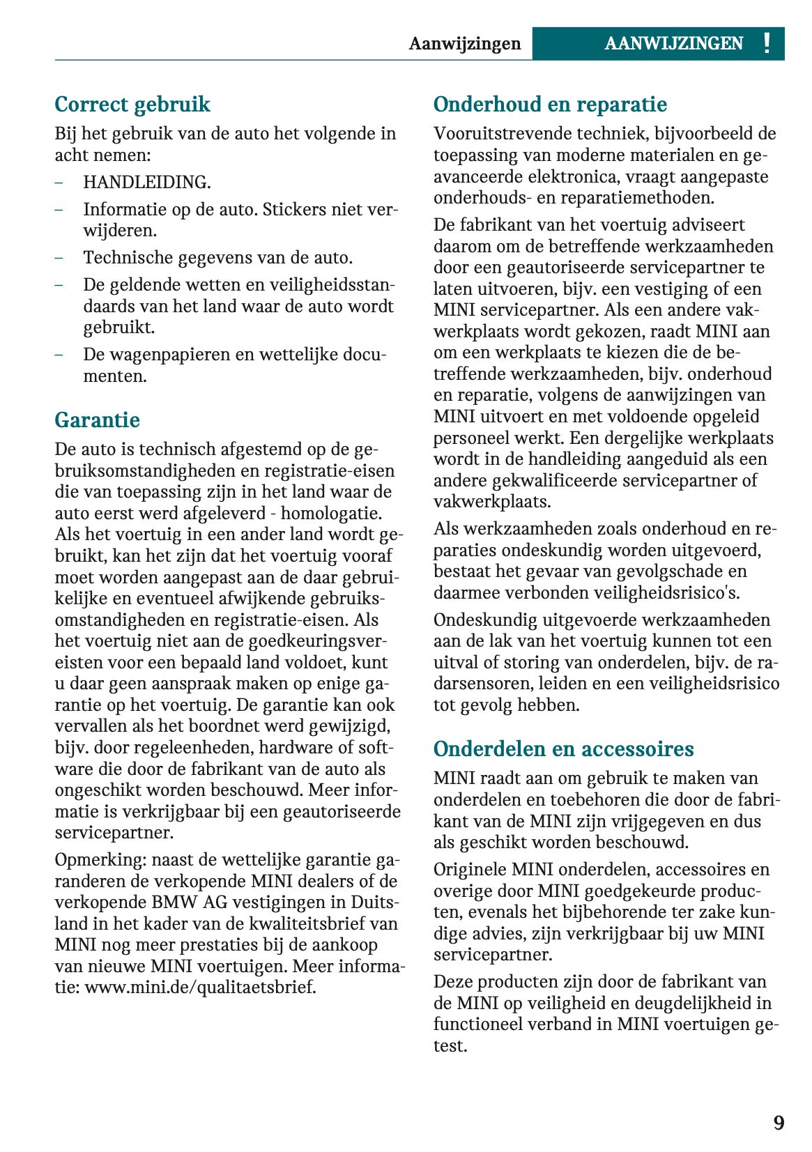 2023 Mini Mini Owner's Manual | Dutch