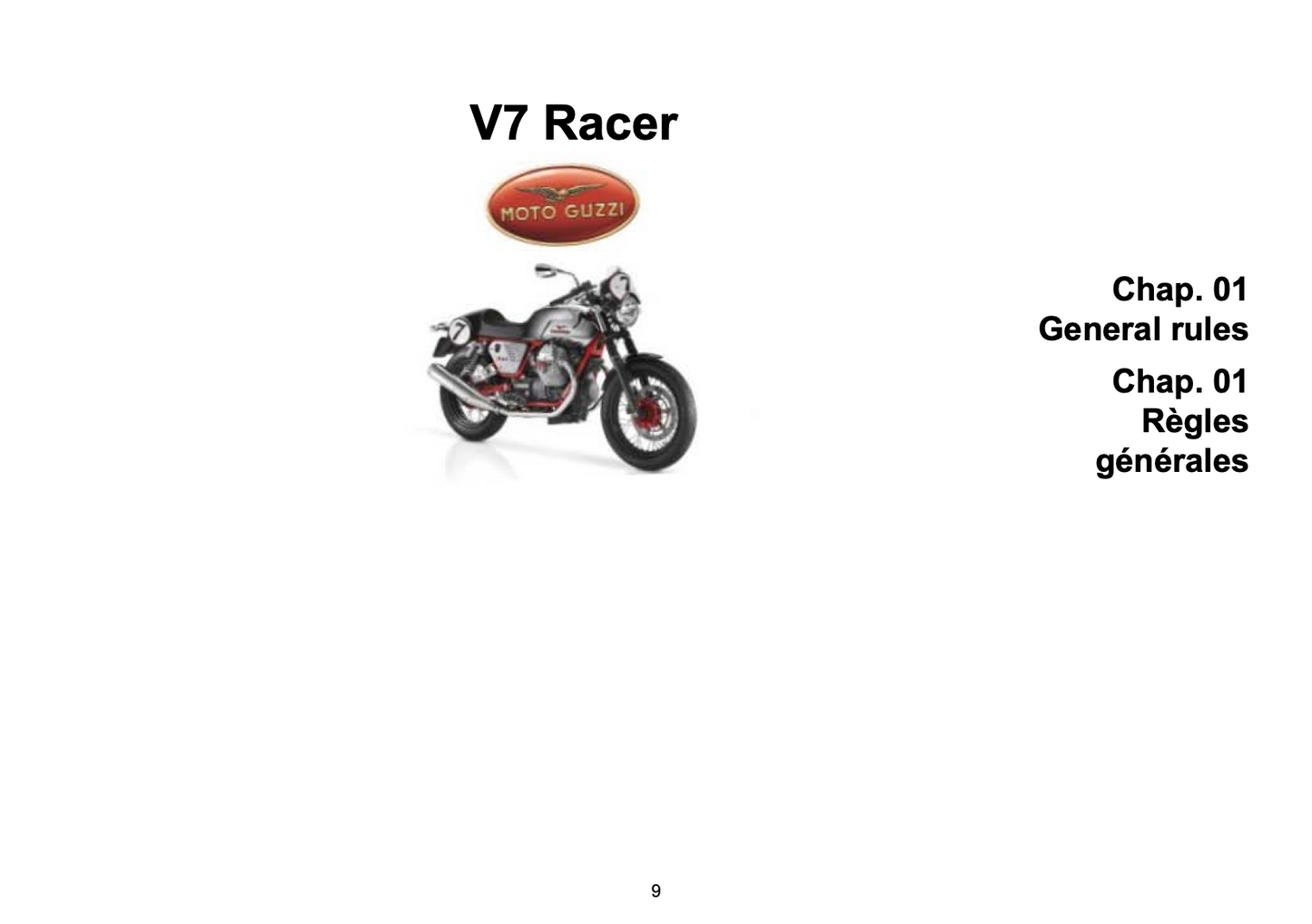 2011 Moto Guzzi V7 Racer Owner's Manual | English