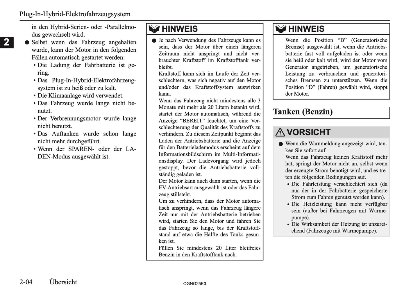 2025 Mitsubishi Outlander PHEV Owner's Manual | German