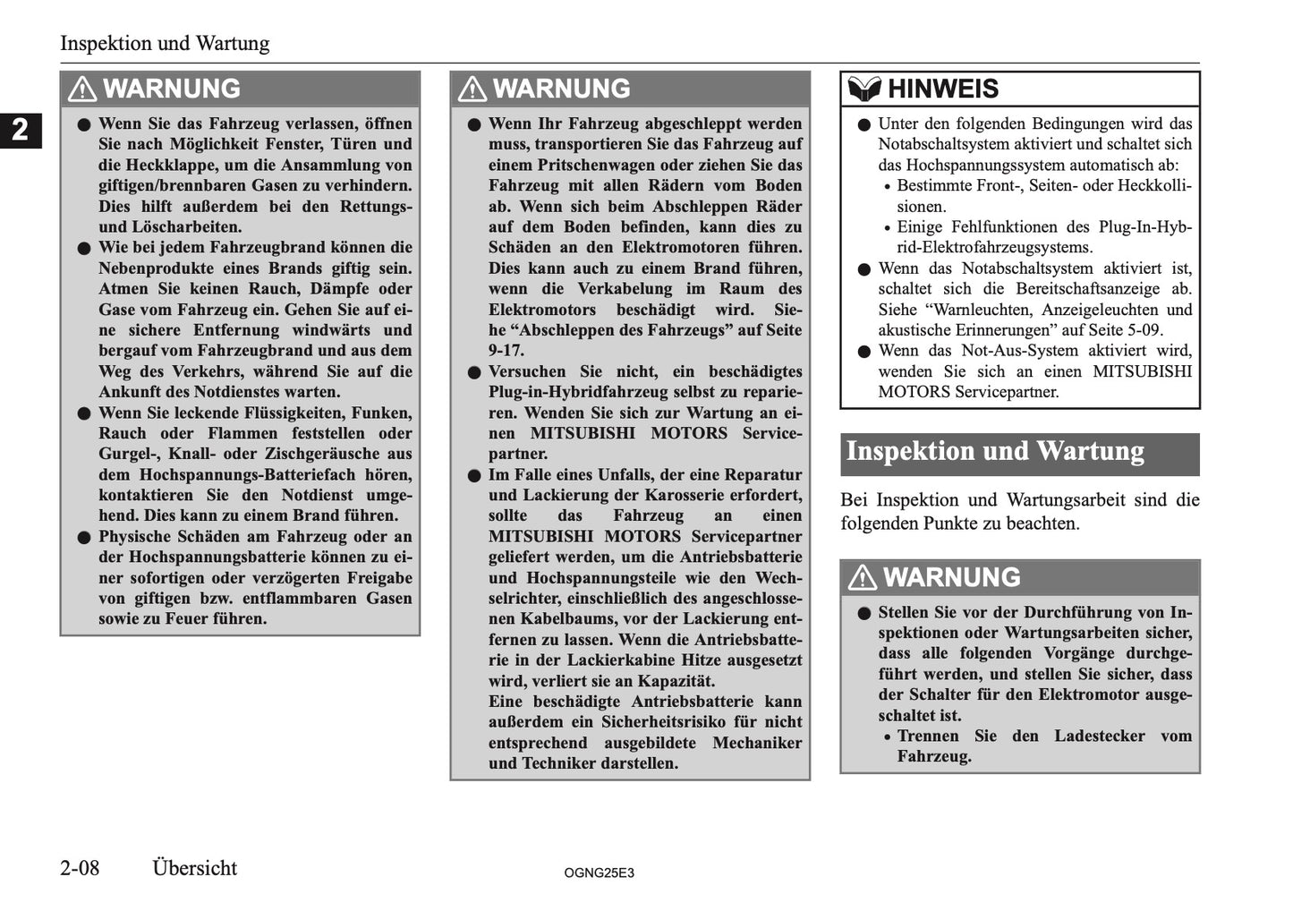 2025 Mitsubishi Outlander PHEV Owner's Manual | German