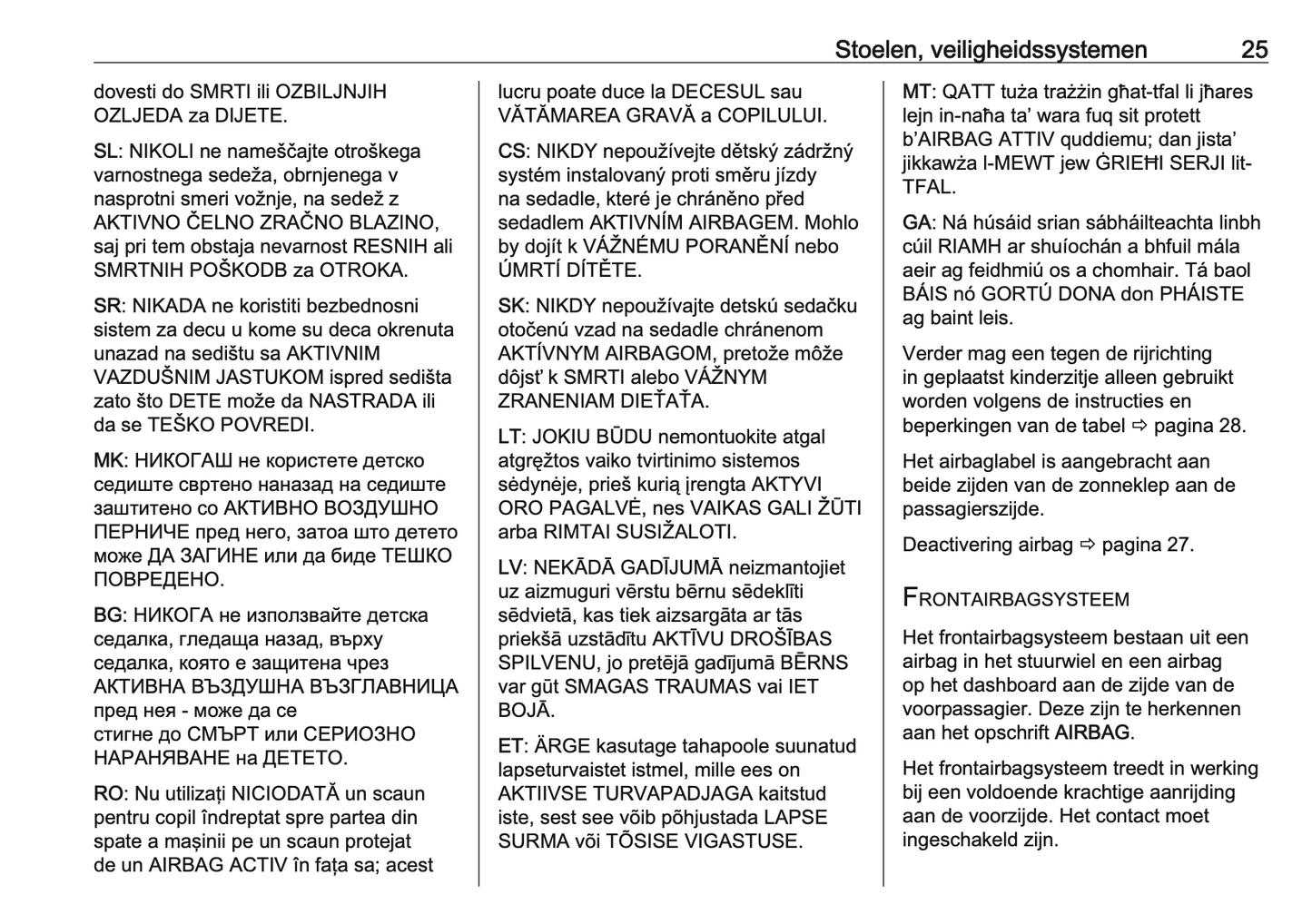 2024-2025 Opel Frontera Owner's Manual | Dutch