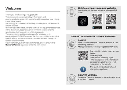 2025-2026 Peugeot 308 Owner's Manual | English
