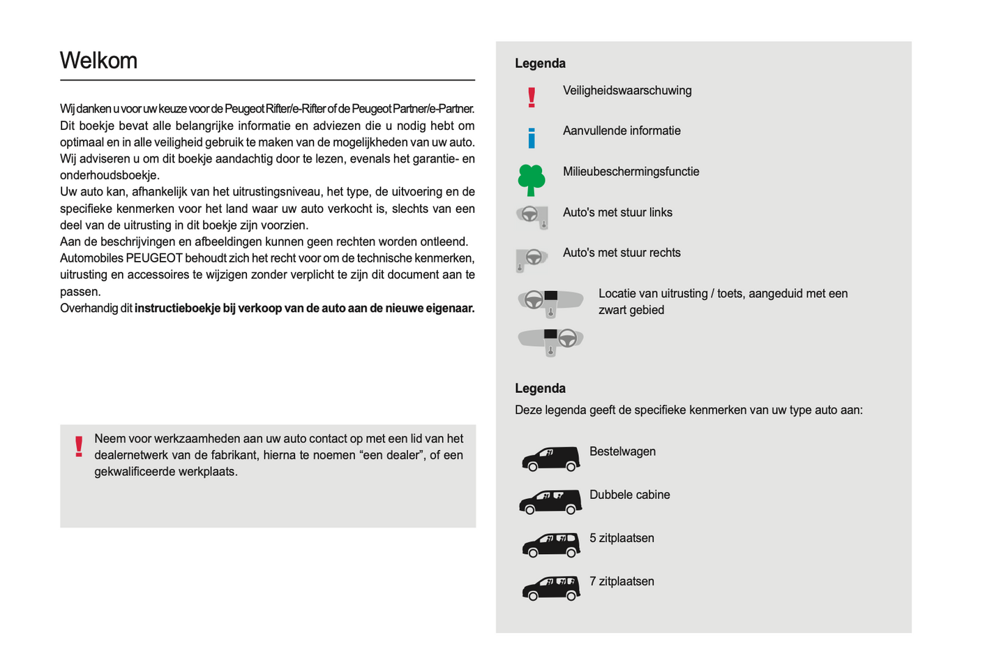 2021-2022 Peugeot Rifter/e-Rifter Partner/e-Partner Manuel du propriétaire | Néerlandais