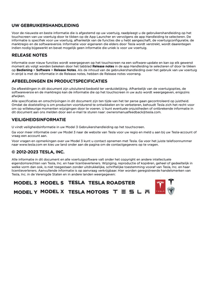 2023-2024 Tesla Model 3 Manuel du propriétaire | Néerlandais