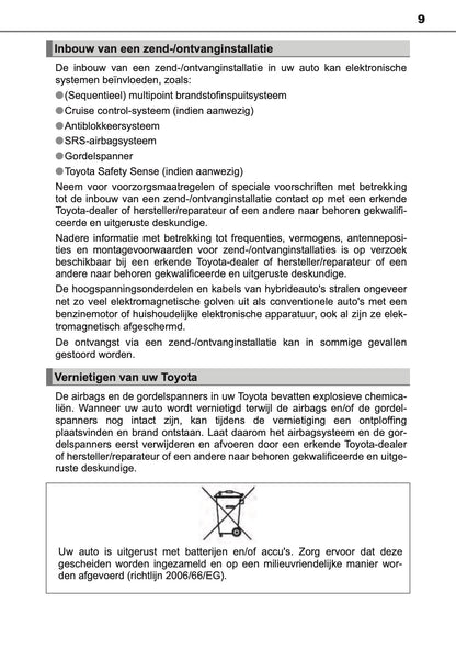 2016-2017 Toyota Auris Hybrid Touring Sports Owner's Manual | Dutch