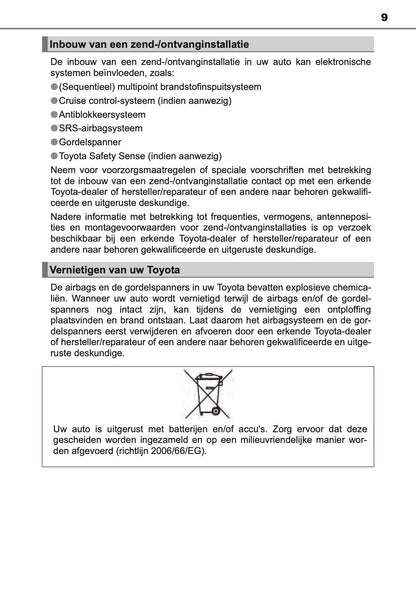 2016-2017 Toyota Auris Hybrid Touring Sports Owner's Manual | Dutch