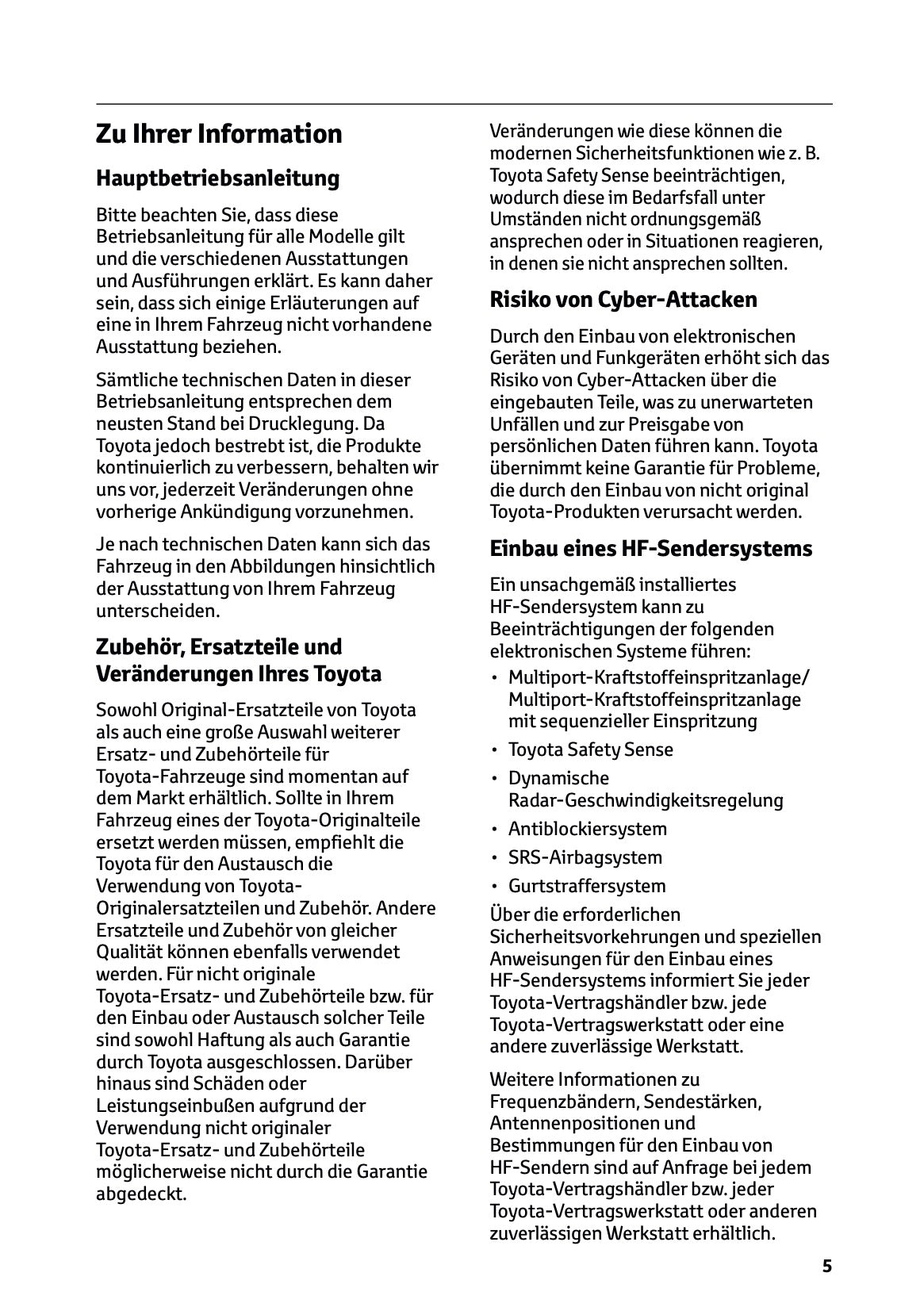 2025-2026 Toyota Aygo X Owner's Manual | German