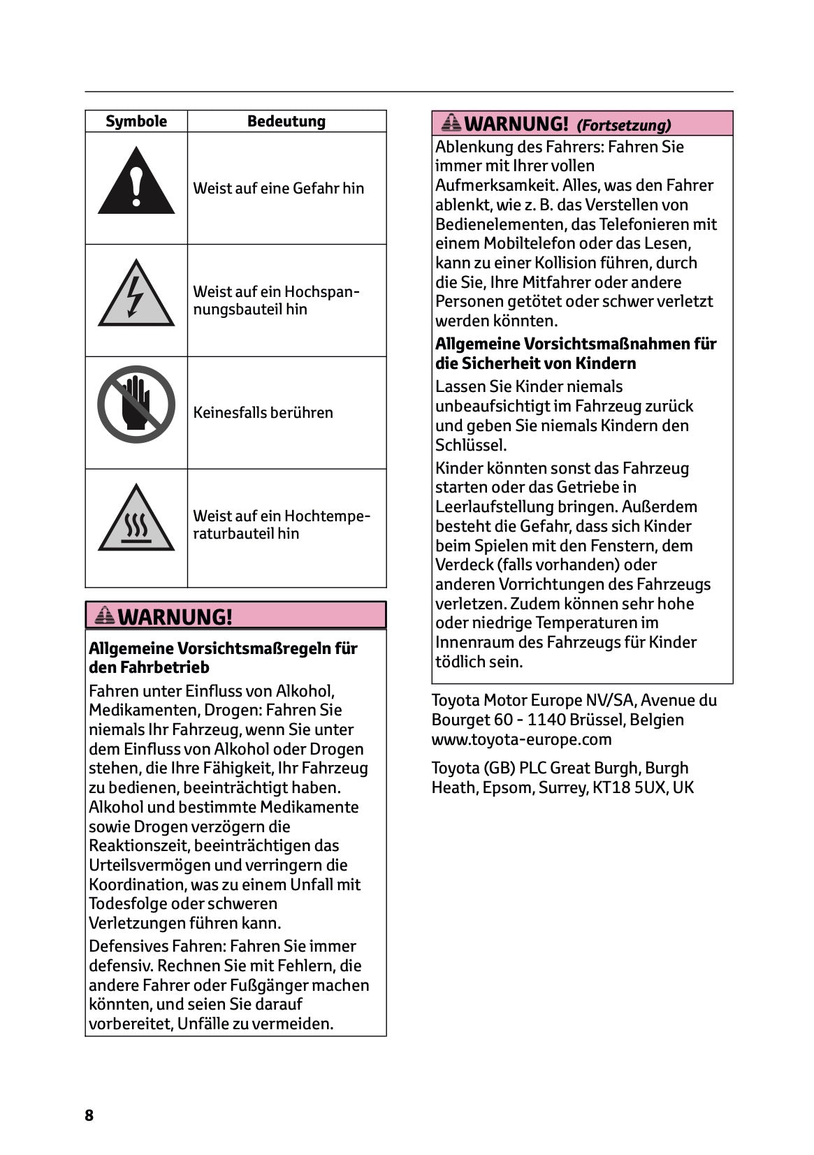 2025-2026 Toyota Aygo X Owner's Manual | German