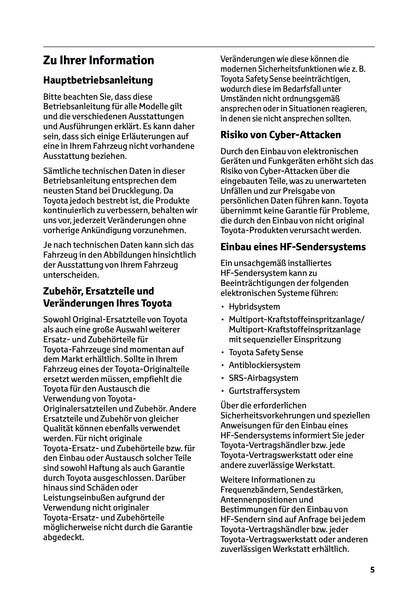 2026 Toyota C-HR Hybrid Bedienungsanleitung | Deutsch