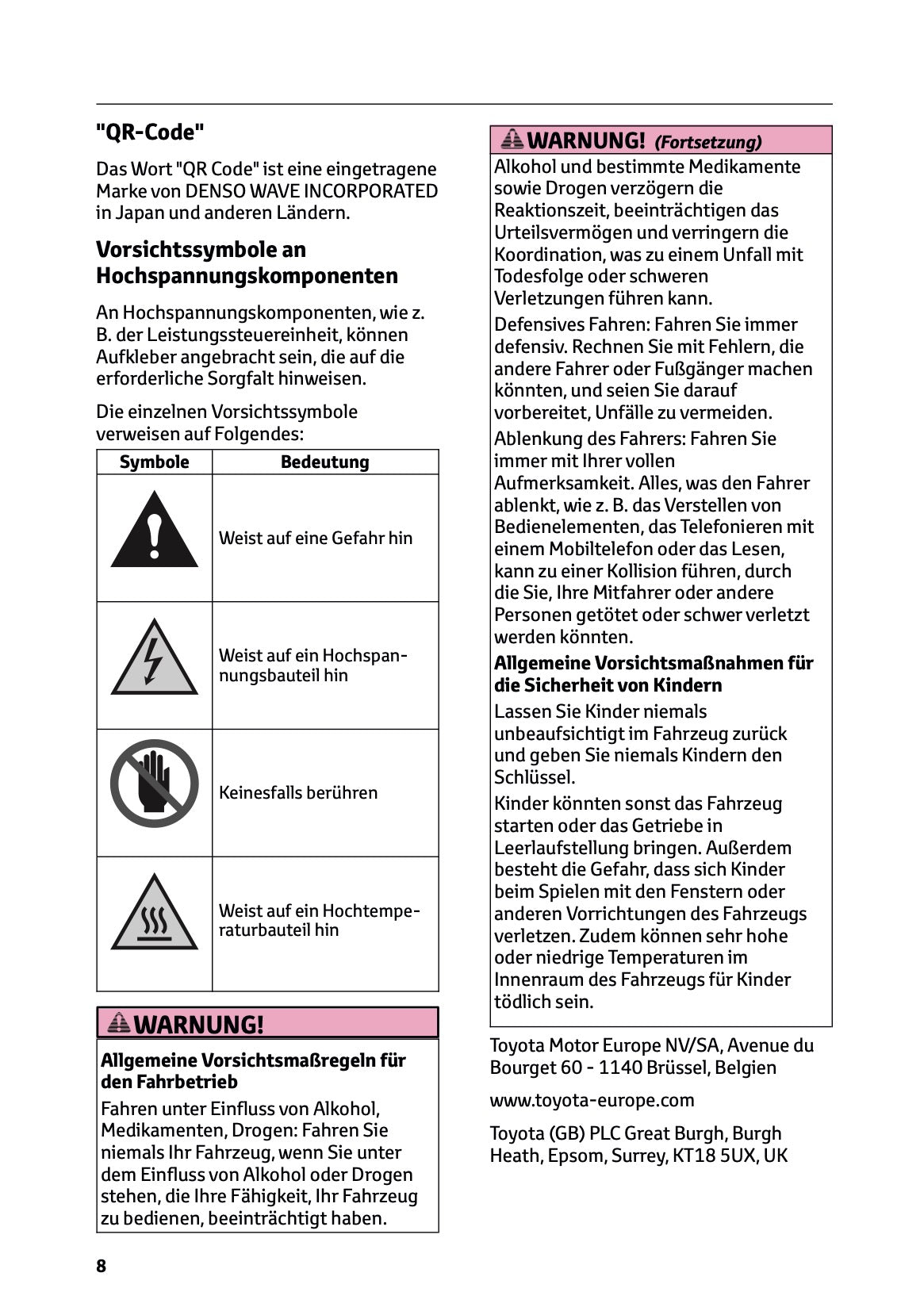 2026 Toyota C-HR+ Owner's Manual | German