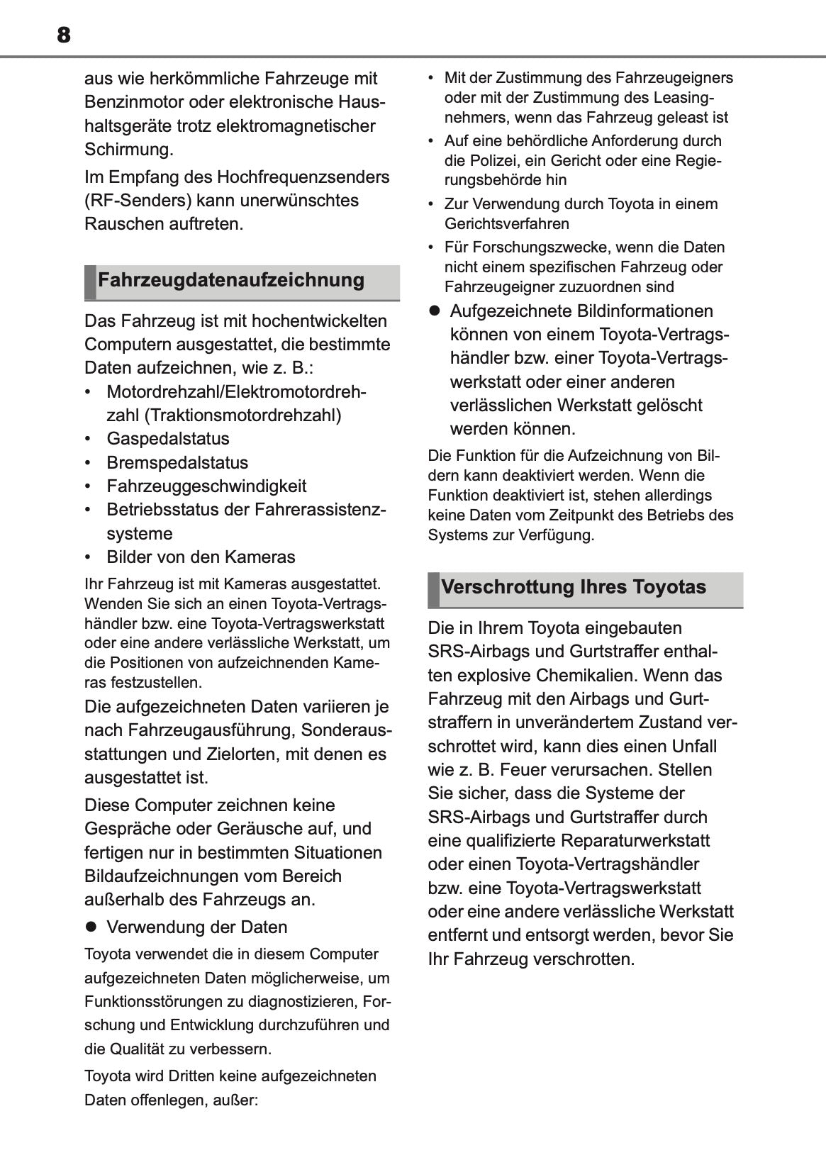 2022-2024 Toyota Corolla Hybrid Hatchback/Touring Sports Owner's Manual | German