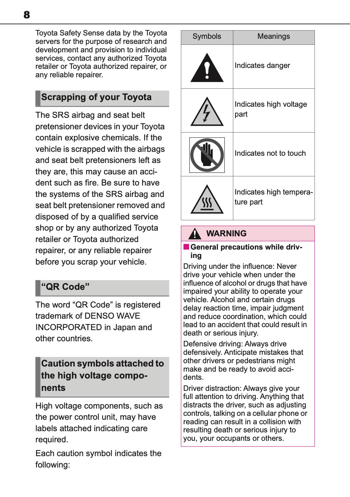 2025 Toyota Corolla Hybrid Hatchback/Touring Sports Owner's Manual | English
