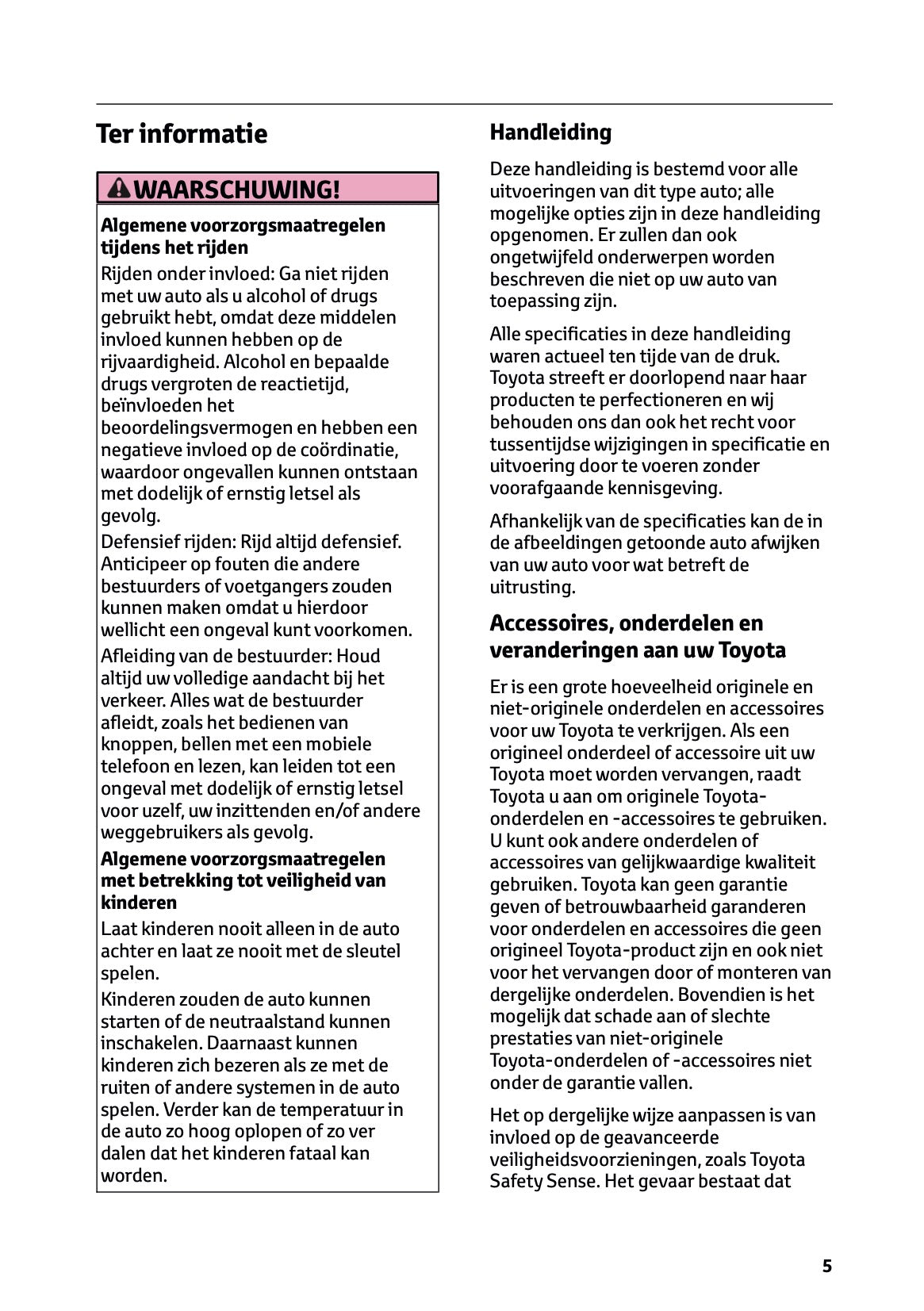 2025-2026 Toyota Mirai Owner's Manual | Dutch