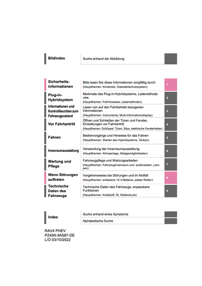 2022-2023 Toyota RAV4 Plug-in-Hybrid Bedienungsanleitung | Deutsch