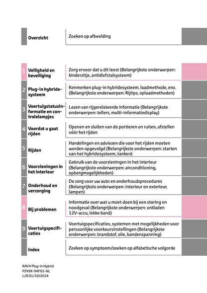 2024-2025 Toyota RAV4 Plug-in-Hybrid Owner's Manual | Dutch