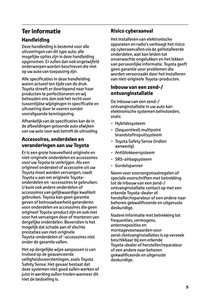 2025-2026 Toyota Yaris Hybrid Owner's Manual | Dutch