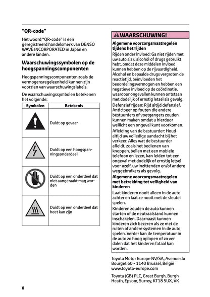 2025-2026 Toyota Yaris Hybrid Owner's Manual | Dutch