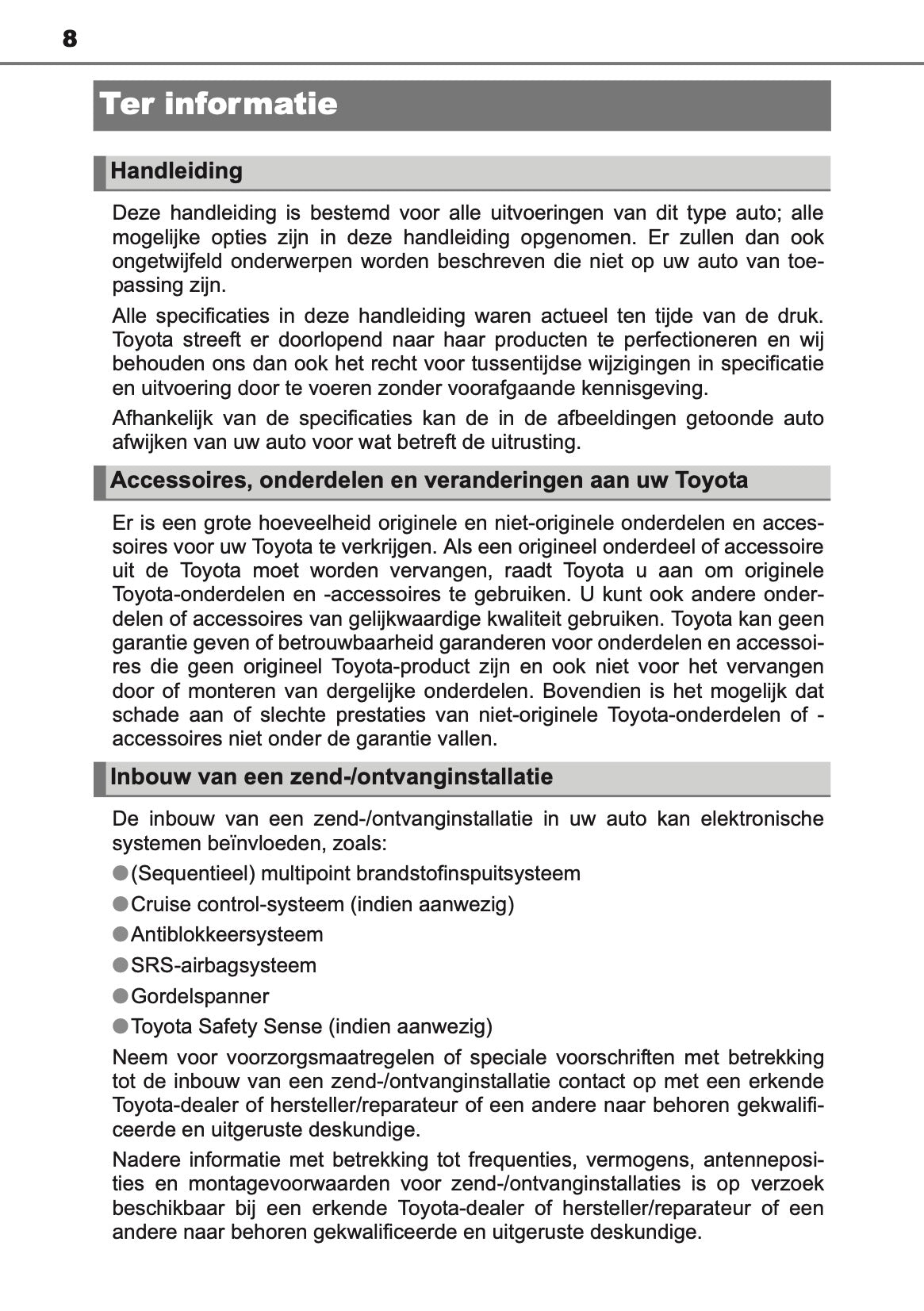 2017-2018 Toyota Yaris Owner's Manual | Dutch