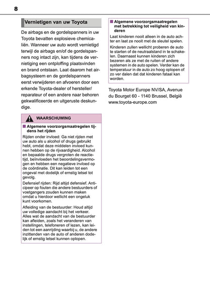 2021 Toyota Yaris Owner's Manual | Dutch