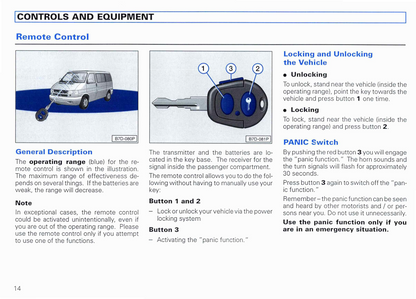 1999 Volkswagen EuroVan Owner's Manual | English