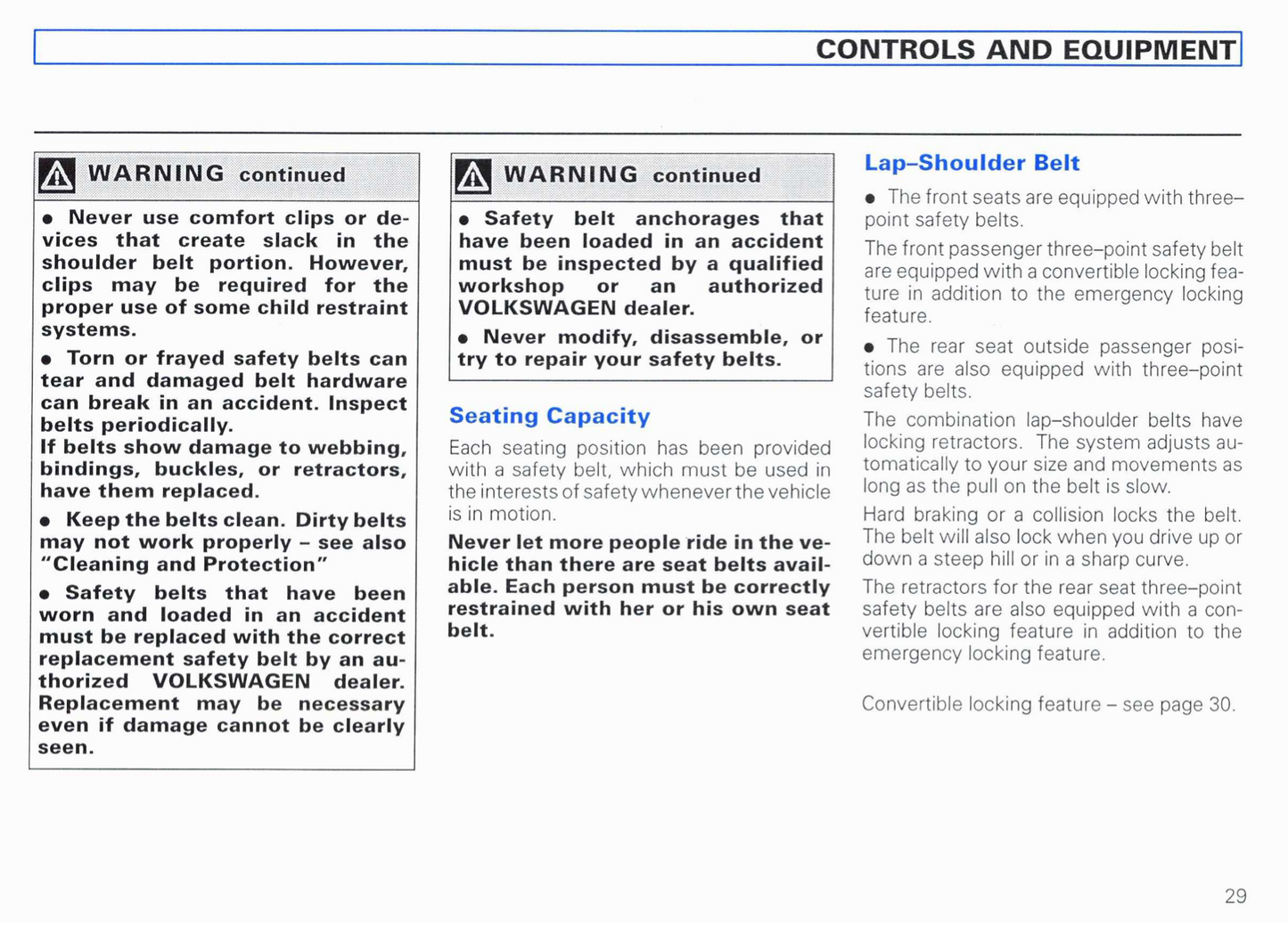 1999 Volkswagen EuroVan Owner's Manual | English