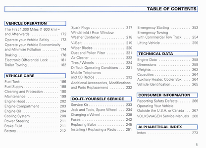 1999 Volkswagen EuroVan Owner's Manual | English